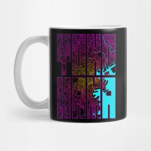 Yokohama, Japan City Map Typography - Neon Mug